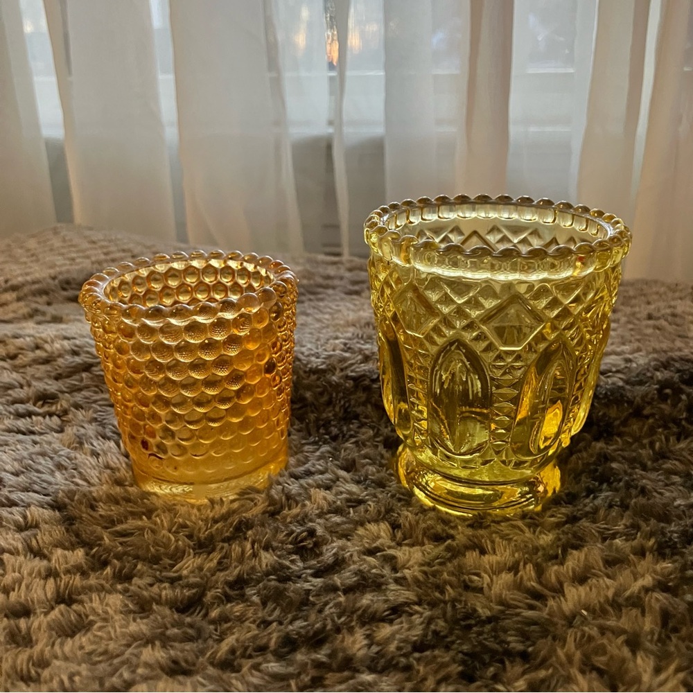 Vintage Amber Hobnail Glass Votive, Tea Light, Toothpick Holders (2) - Picture 6 of 6